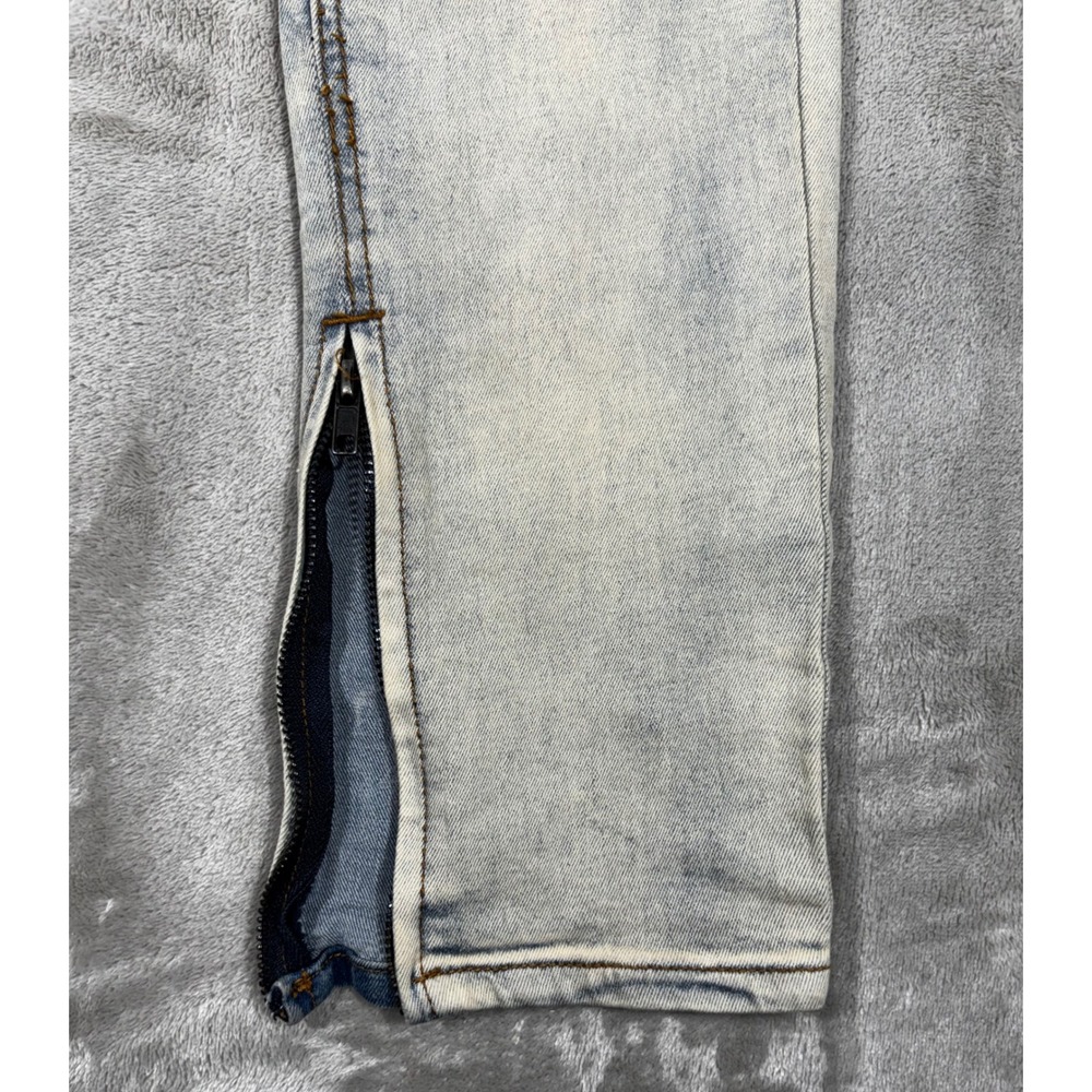 KDNK 1141411 Jeans Distressed Mens 32 Light Blue Ankle Zip Streetwear - Picture 4 of 12